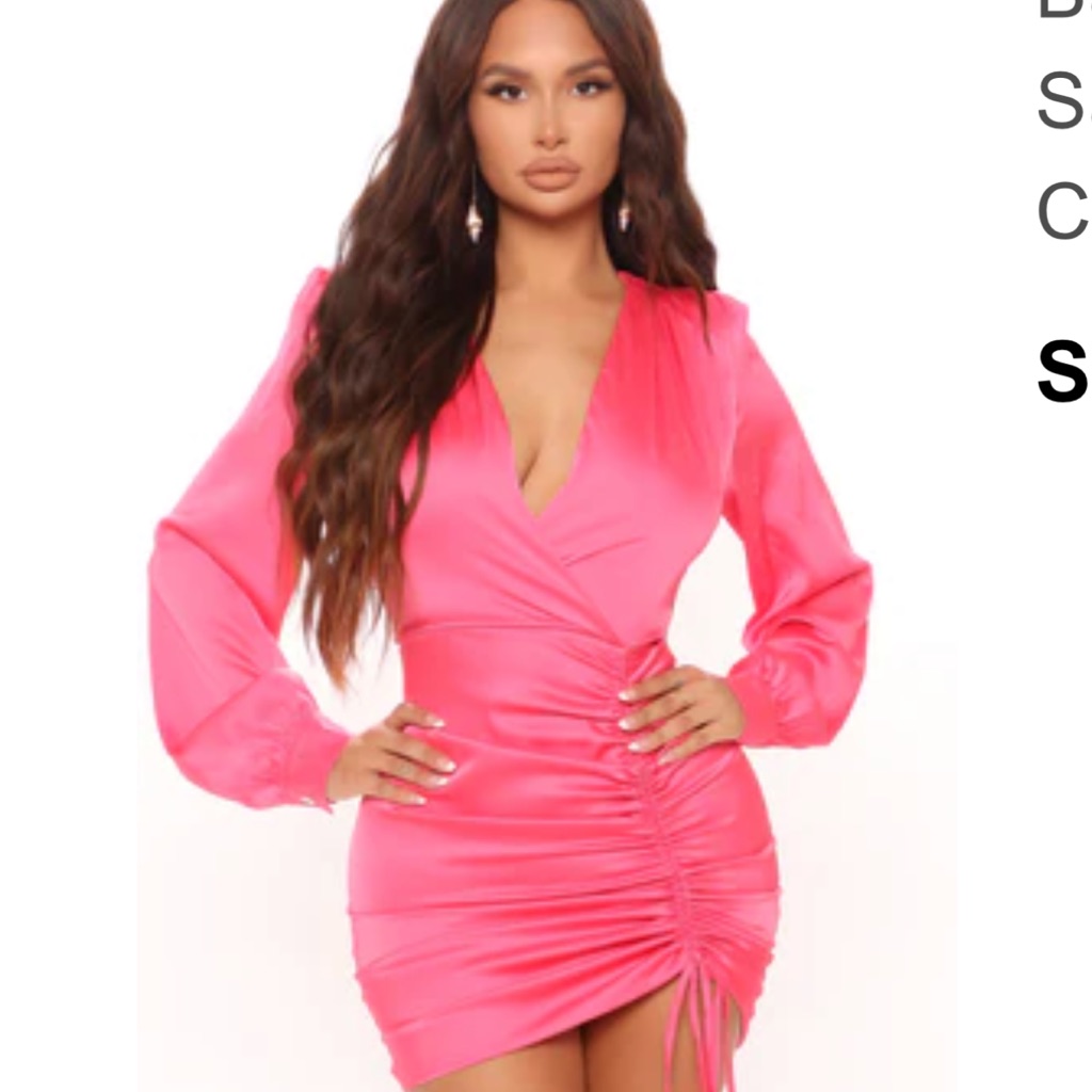 Fashion Nova Pink Long Sleeve Dress